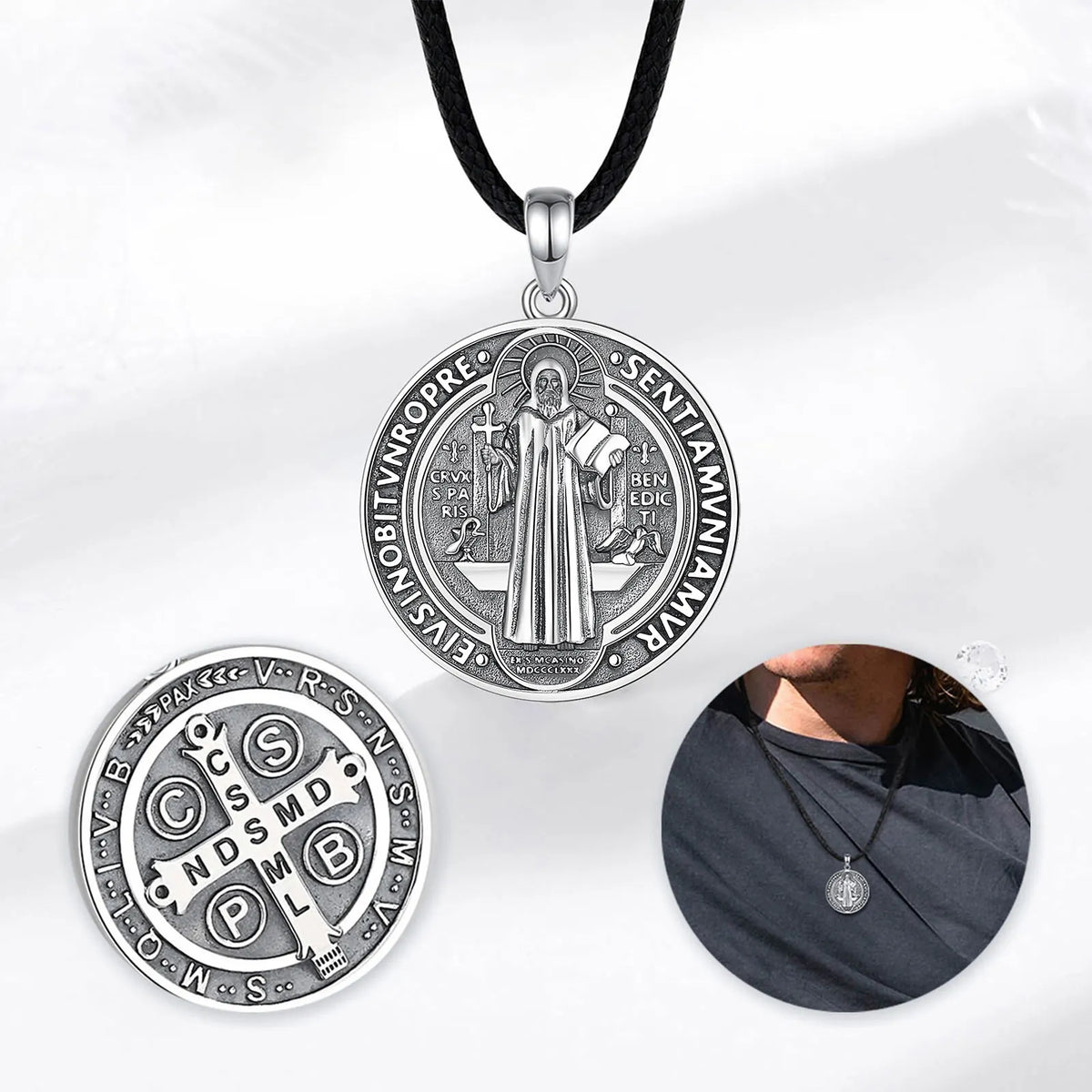 Saint Benedict Pendant | 925 Sterling Silver | Eudora