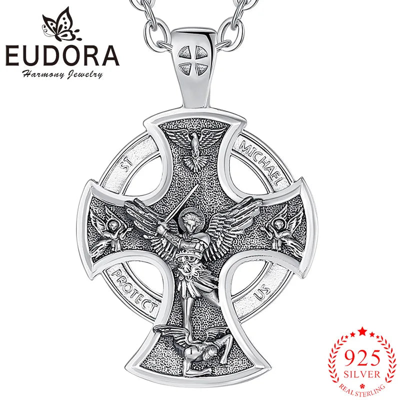 Archangel Michael Pendant Vintage | 925 Sterling Silver | Eudora