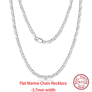 925 Sterling Silver Flat Mariner Chain Necklace