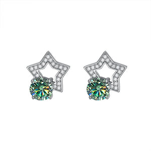 Stern Ohrstecker | 925 Sterling Silber | Moissanit Rundschliff | 1 Karat