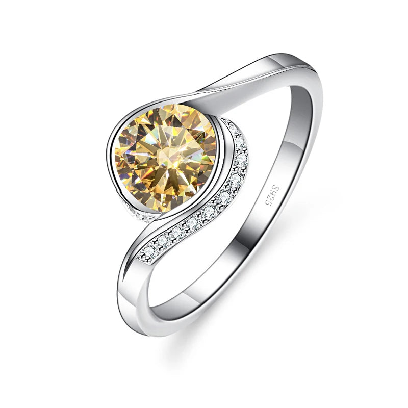 Twist-Ring – 925 Silber, Moissanit 1 CT, gedrehtes Banddesign