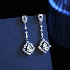 Moissanit Hängeohrringe – 925 Silber, geometrisch