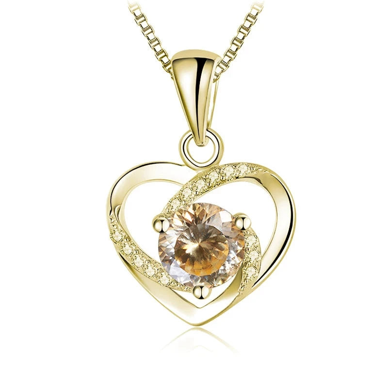 Herz Anhänger mit Moissanit | 925 Sterling Silber | Vergoldet | 1 Karat