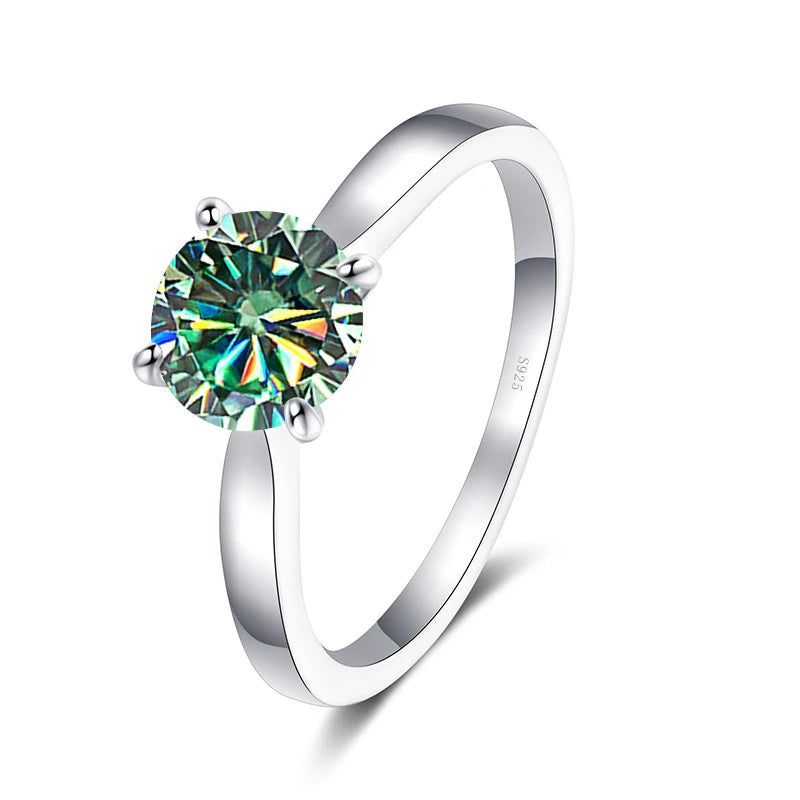 Solitär Ring – 925 Silber mit 2 CT Moissanit, runder Brillantschliff