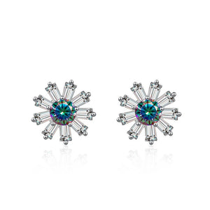 Gänseblümchen Ohrstecker | 925 Sterling Silber | Moissanit | 0,5 Karat | GRA-zertifiziert