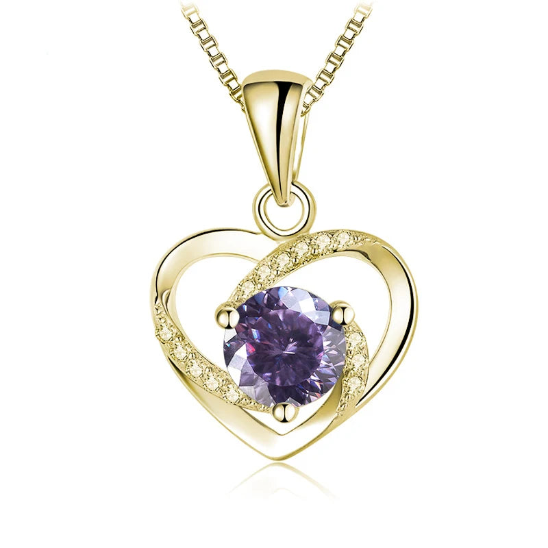 Herz Anhänger mit Moissanit | 925 Sterling Silber | Vergoldet | 1 Karat
