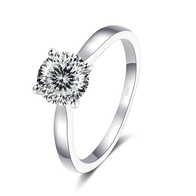 Solitär Ring – 925 Silber mit 2 CT Moissanit, runder Brillantschliff