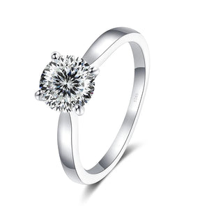 Solitär Ring – 925 Silber mit 2 CT Moissanit, runder Brillantschliff