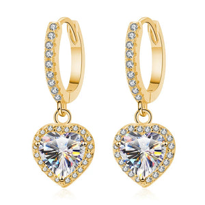 Herz Ohrringe | 925 Sterling Silber | Moissanit Herzschliff | 1 Karat | GRA