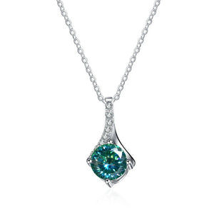 Runder Moissanit Anhänger | 925 Sterling Silber | 1 Karat | D-Farbe