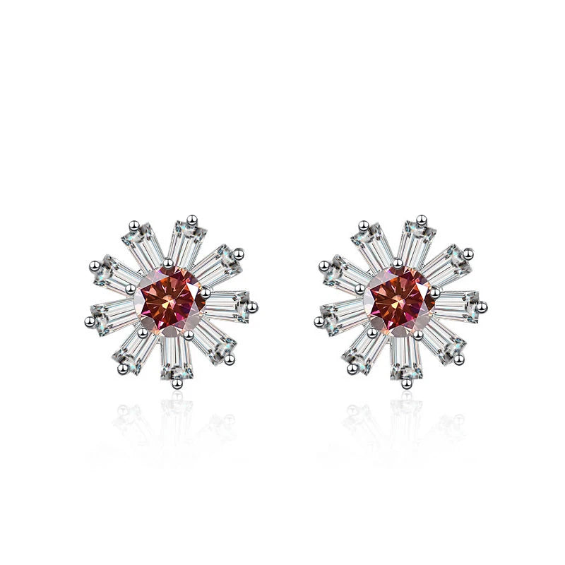 Gänseblümchen Ohrstecker | 925 Sterling Silber | Moissanit | 0,5 Karat | GRA-zertifiziert