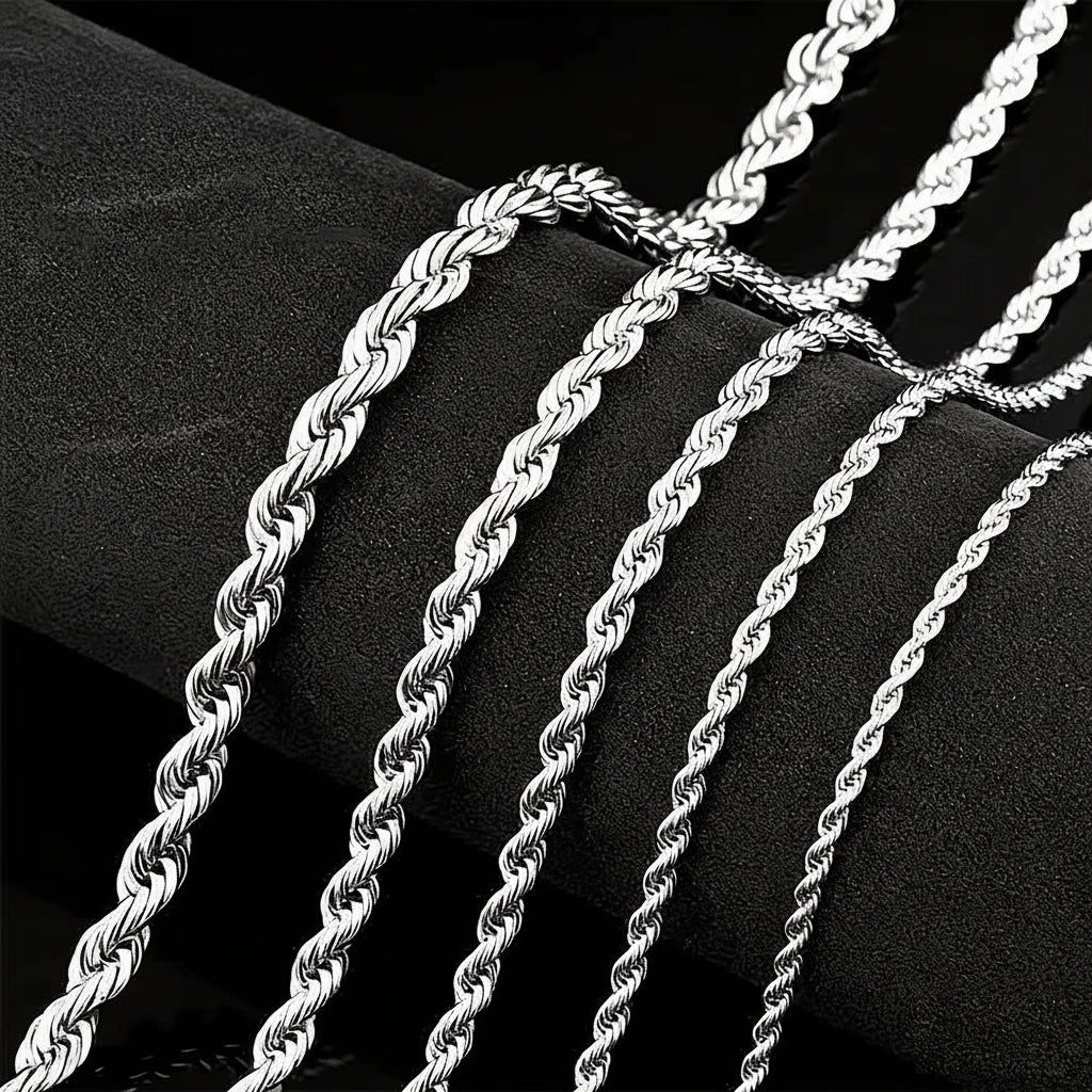 925 Sterling Silber Rope Chain Halskette