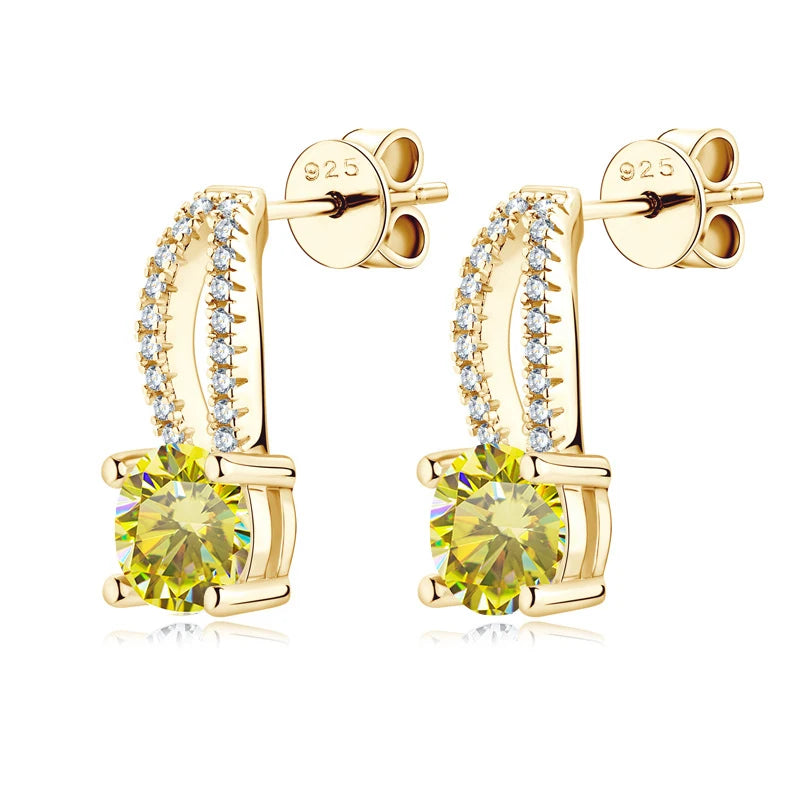 Wassertropfen Ohrringe | 925 Sterling Silber | Moissanit | 1 Karat | Multicolor