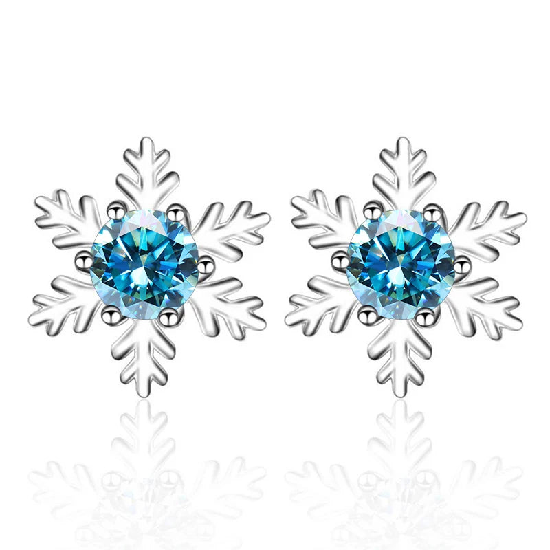 Schneeflocke Ohrstecker | 925 Sterling Silber | Moissanit | 0,5 Karat pro Stein
