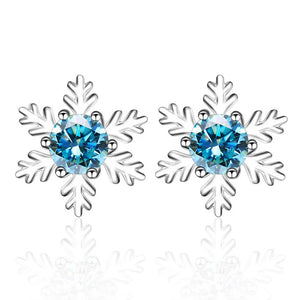 Schneeflocke Ohrstecker | 925 Sterling Silber | Moissanit | 0,5 Karat pro Stein