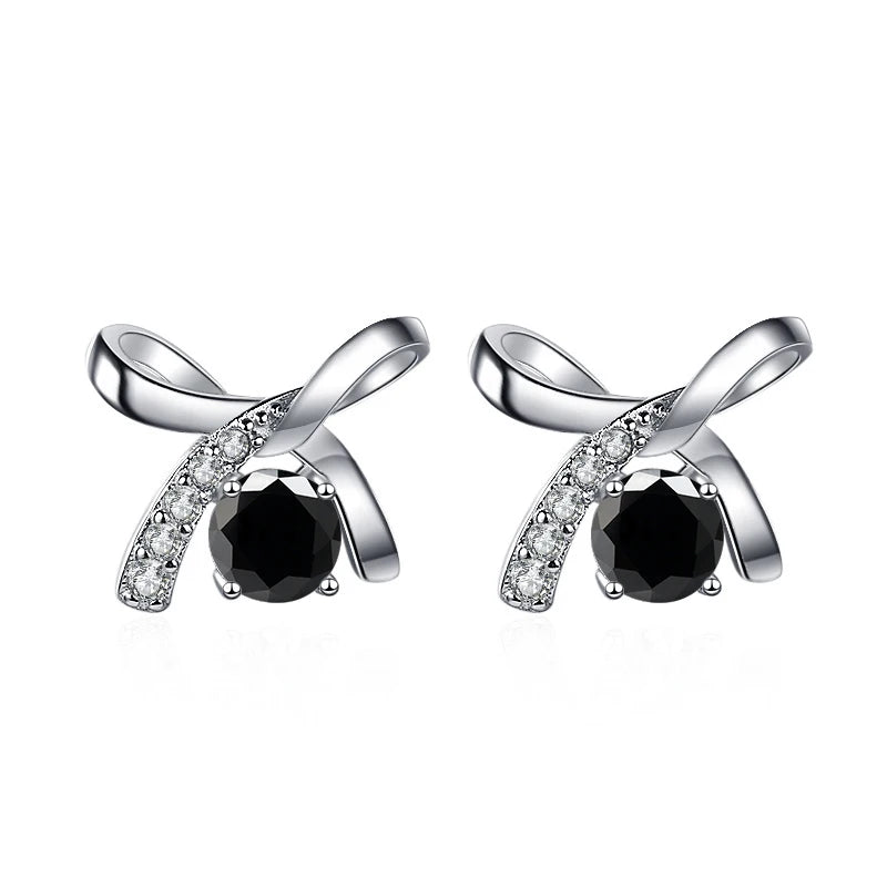 Schleife Ohrstecker | 925 Sterling Silber | Moissanit | 0,5 Karat pro Stein