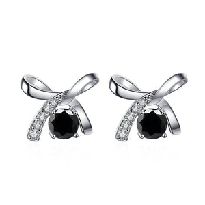 Schleife Ohrstecker | 925 Sterling Silber | Moissanit | 0,5 Karat pro Stein