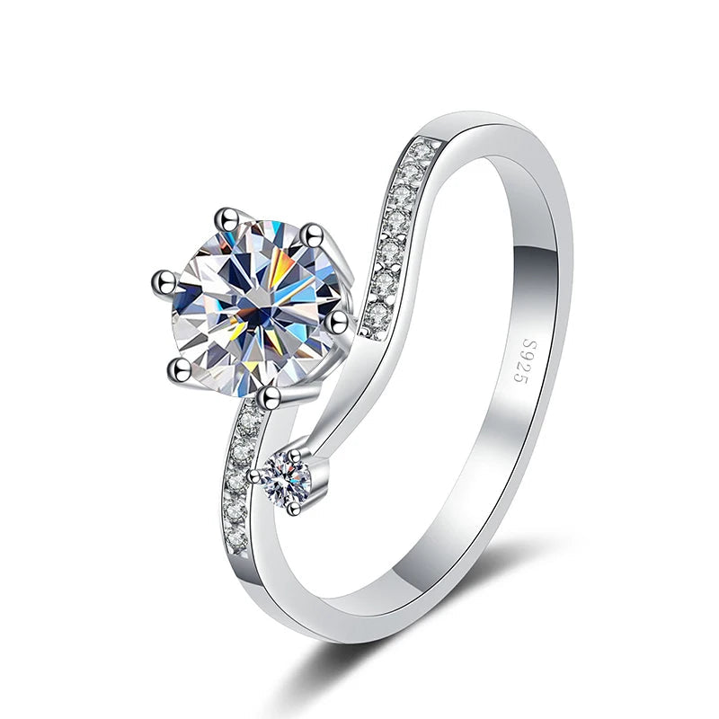 Lay Ring – 925 Sterling Silber, Moissanit 0,5–2 CT