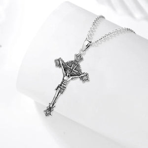 Kruzifix Kreuz Anhänger | 925 Sterling Silber | Saint Benedict Vintage