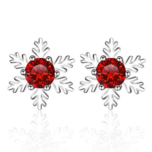 Schneeflocke Ohrstecker | 925 Sterling Silber | Moissanit | 0,5 Karat pro Stein