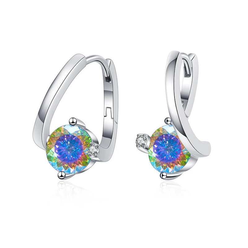 Geometrische Ohrstecker | 925 Sterling Silber | Moissanit 100 Facetten | 1 Karat