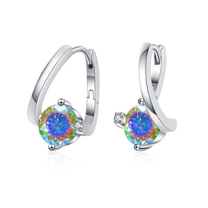 Geometrische Ohrstecker | 925 Sterling Silber | Moissanit 100 Facetten | 1 Karat