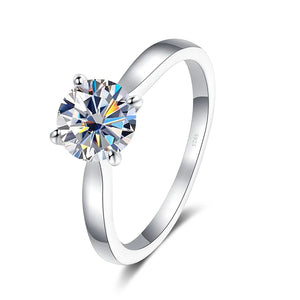 Solitär Ring – 925 Silber mit 2 CT Moissanit, runder Brillantschliff
