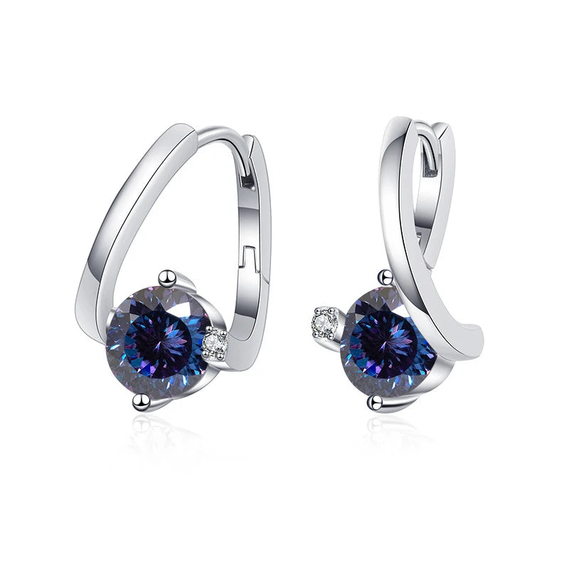 Geometrische Ohrstecker | 925 Sterling Silber | Moissanit 100 Facetten | 1 Karat