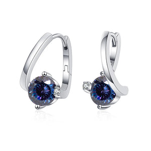 Geometrische Ohrstecker | 925 Sterling Silber | Moissanit 100 Facetten | 1 Karat
