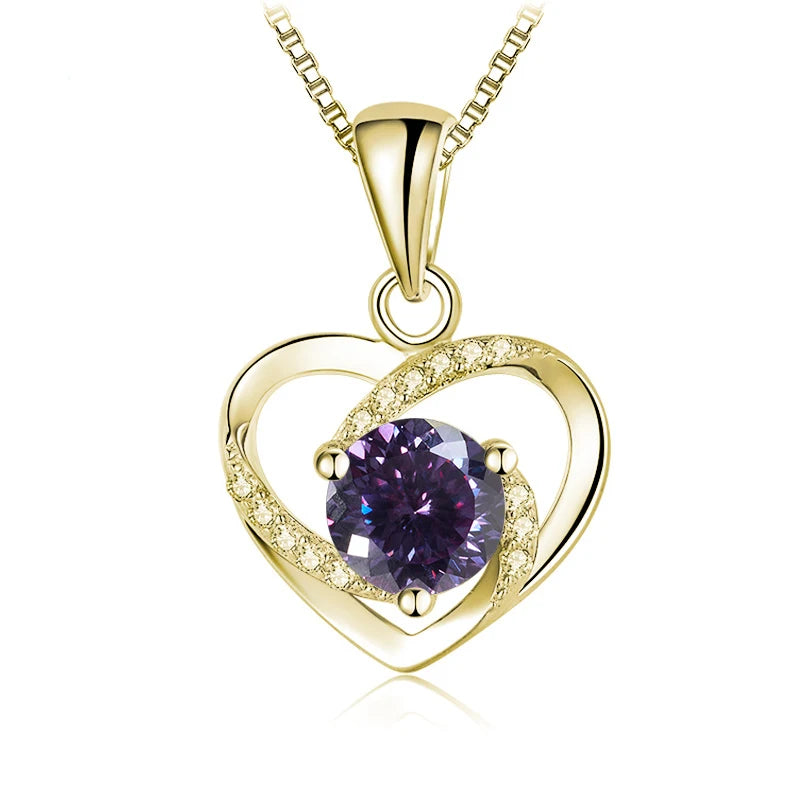 Herz Anhänger mit Moissanit | 925 Sterling Silber | Vergoldet | 1 Karat