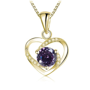 Herz Anhänger mit Moissanit | 925 Sterling Silber | Vergoldet | 1 Karat