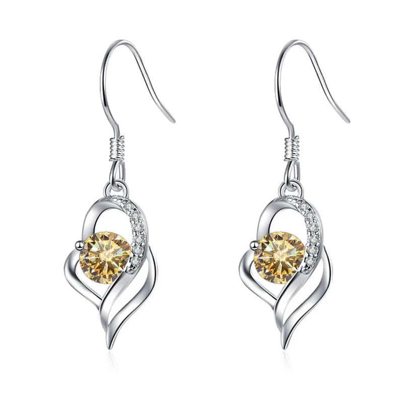 Tropfen Hängeohrringe | 925 Sterling Silber | Moissanit | 0,5 Karat | Multicolor | GRA