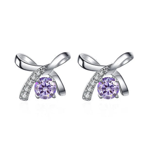 Schleife Ohrstecker | 925 Sterling Silber | Moissanit | 0,5 Karat pro Stein