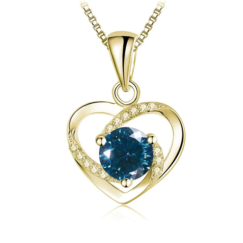 Herz Anhänger mit Moissanit | 925 Sterling Silber | Vergoldet | 1 Karat