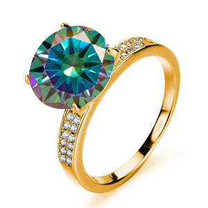 Luxus-Ring – 18k Goldplattiert, 925 Silber, Moissanit 5 CT