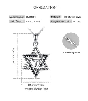 Davidstern Anhänger mit Zirkonia | 925 Sterling Silber