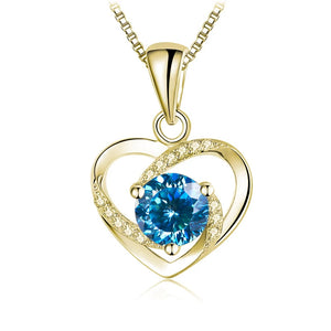 Herz Anhänger mit Moissanit | 925 Sterling Silber | Vergoldet | 1 Karat