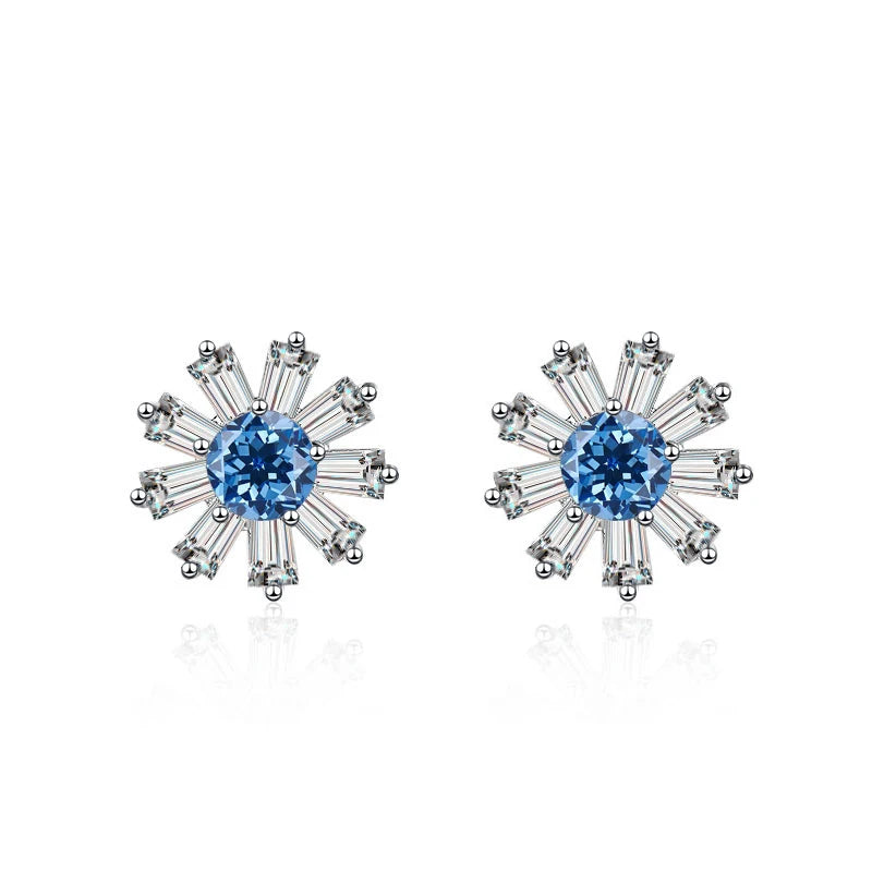 Gänseblümchen Ohrstecker | 925 Sterling Silber | Moissanit | 0,5 Karat | GRA-zertifiziert