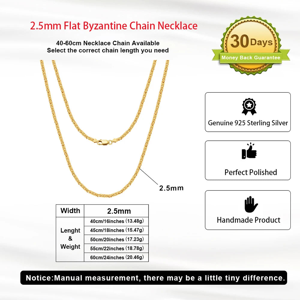 925 Sterling Silber Byzantine Chain Halskette