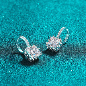 Moissanit Ohrstecker – 925 Silber, Princess Cut, mehrfarbig
