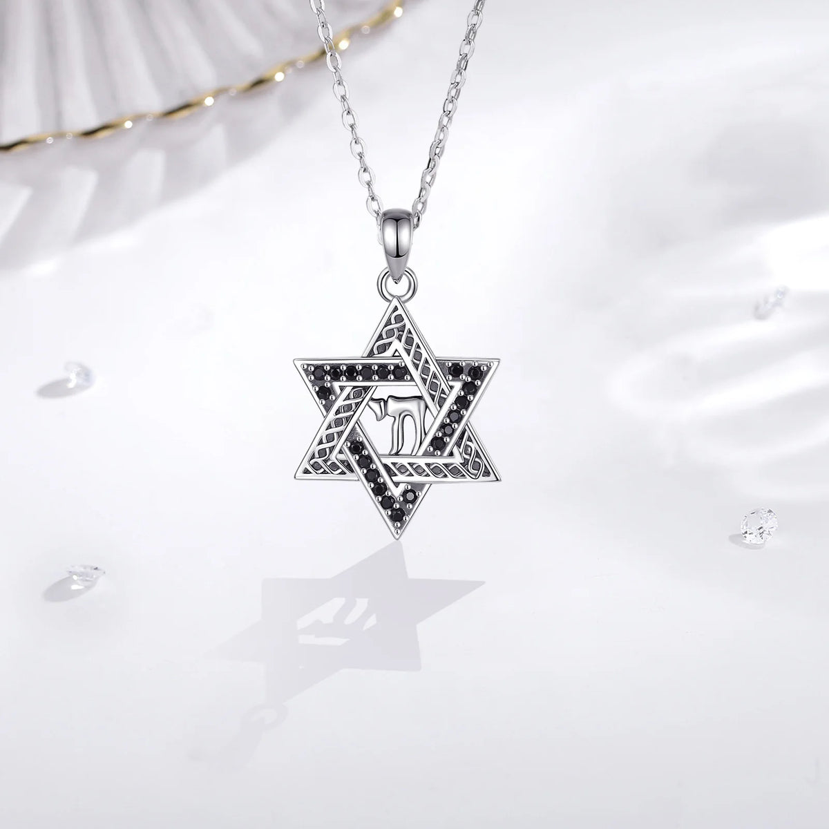 Davidstern Anhänger mit Zirkonia | 925 Sterling Silber