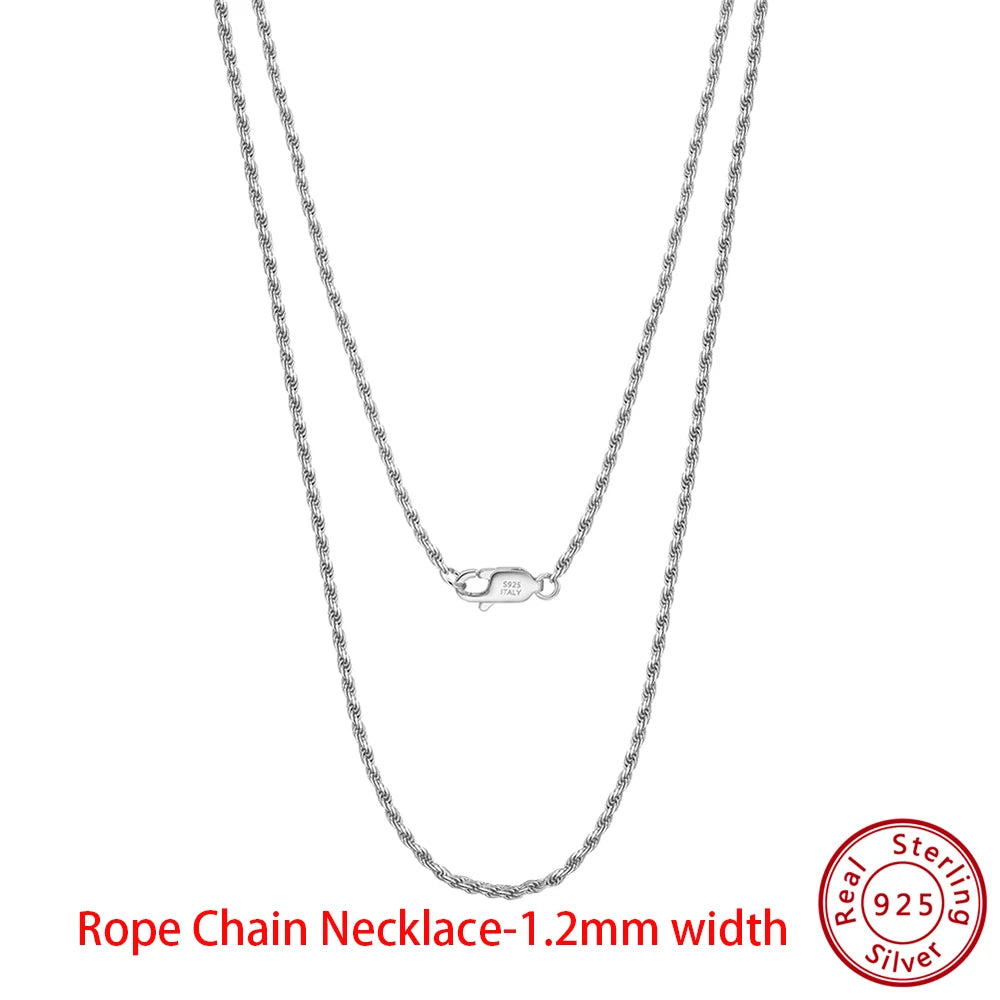 925 Sterling Silber Rope Chain Halskette