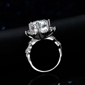 Leveyn Sonnenblumen-Ring – 925 Silber, Moissanit 5 CT, florales Design