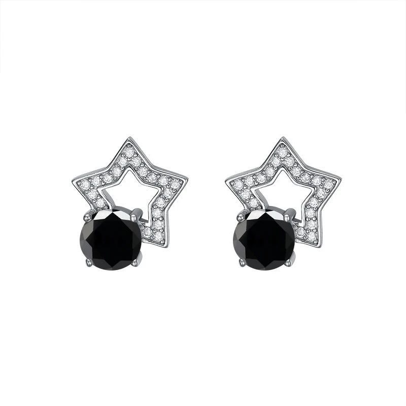 Stern Ohrstecker | 925 Sterling Silber | Moissanit Rundschliff | 1 Karat