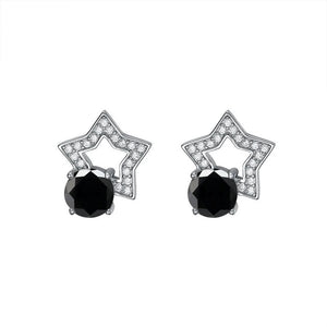 Stern Ohrstecker | 925 Sterling Silber | Moissanit Rundschliff | 1 Karat