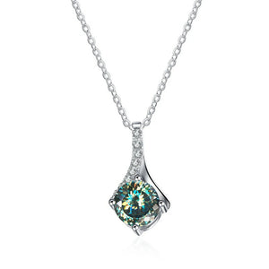Runder Moissanit Anhänger | 925 Sterling Silber | 1 Karat | D-Farbe