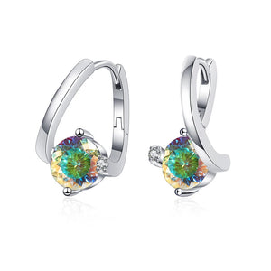 Geometrische Ohrstecker | 925 Sterling Silber | Moissanit 100 Facetten | 1 Karat
