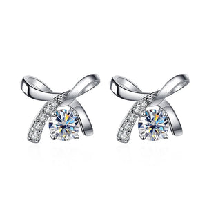 Schleife Ohrstecker | 925 Sterling Silber | Moissanit | 0,5 Karat pro Stein