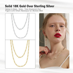 925 Sterling Silber Figaro Chain Halskette