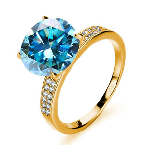 Luxus-Ring – 18k Goldplattiert, 925 Silber, Moissanit 5 CT
